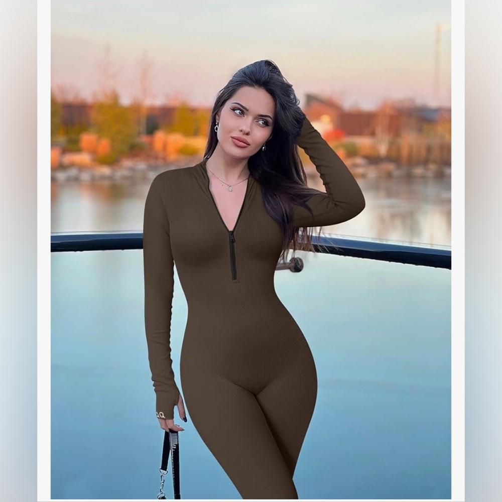 OGG, Elegant Brown Jumpsuit, size small